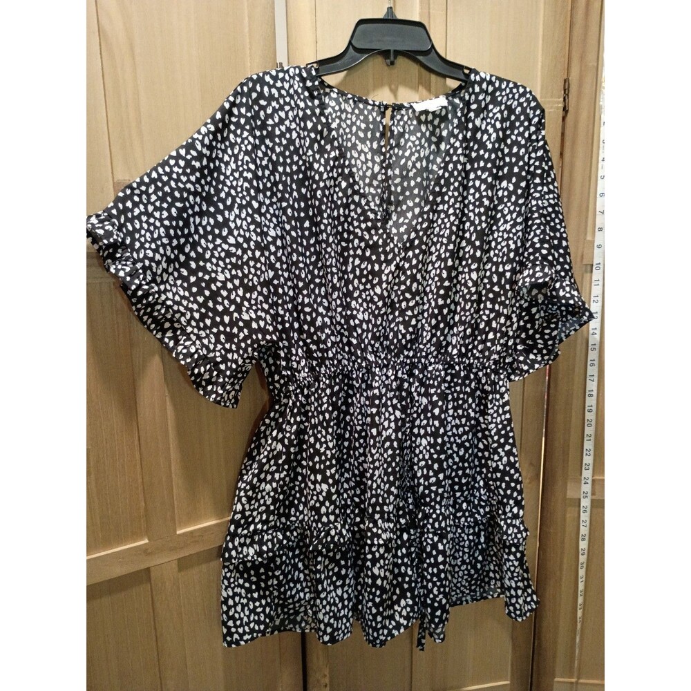 Umgee Black and White Printed Short Sleeve Blouse